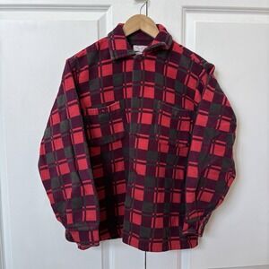 Vtg Champion Flannel Shirt Mens M Red Plaid 80s Cotton Button Up Lumberjack